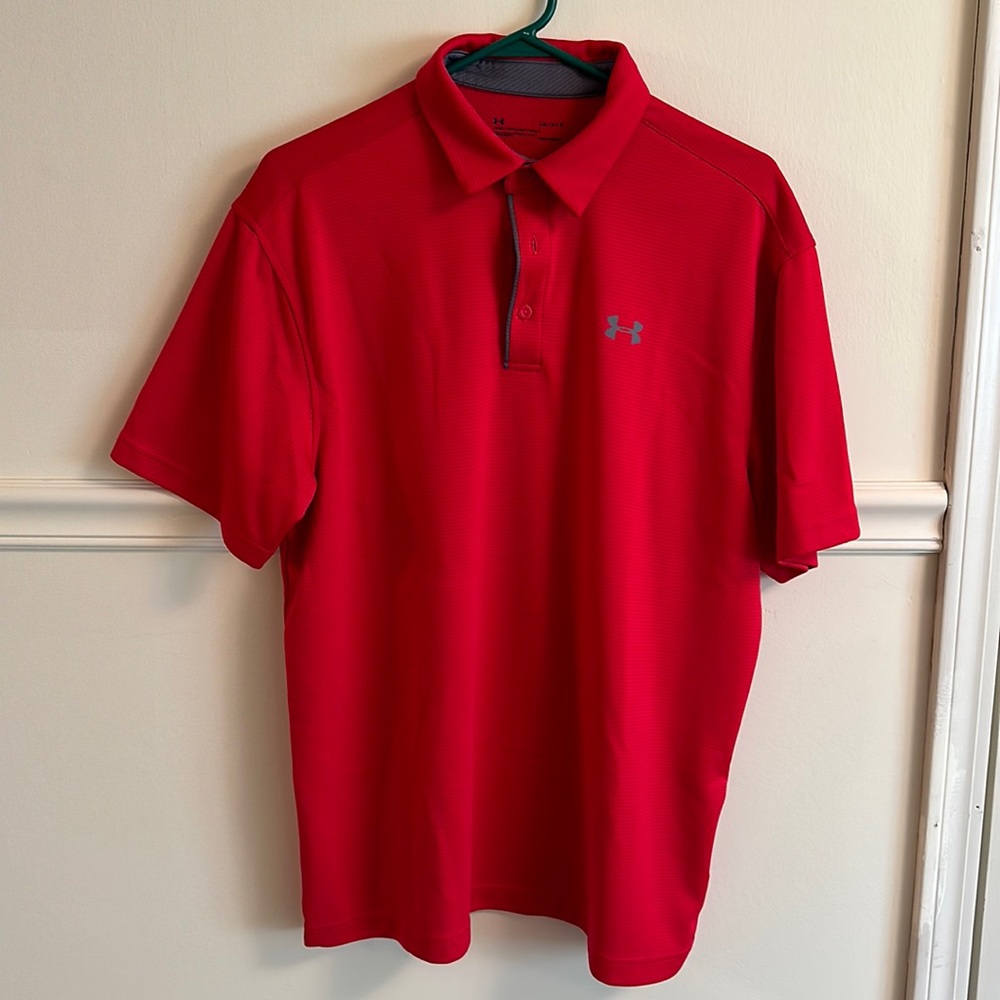 Red size large Under Armour golf polo. Like new